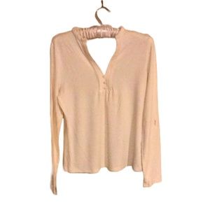 Long-Sleeved V-Neck Top by Chandler Club in Cream (Medium)